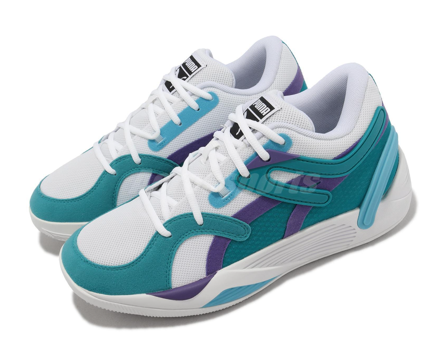Puma TRC Blaze Court White Deep Aqua Men Unisex Basketball Sport Shoes 376582-17