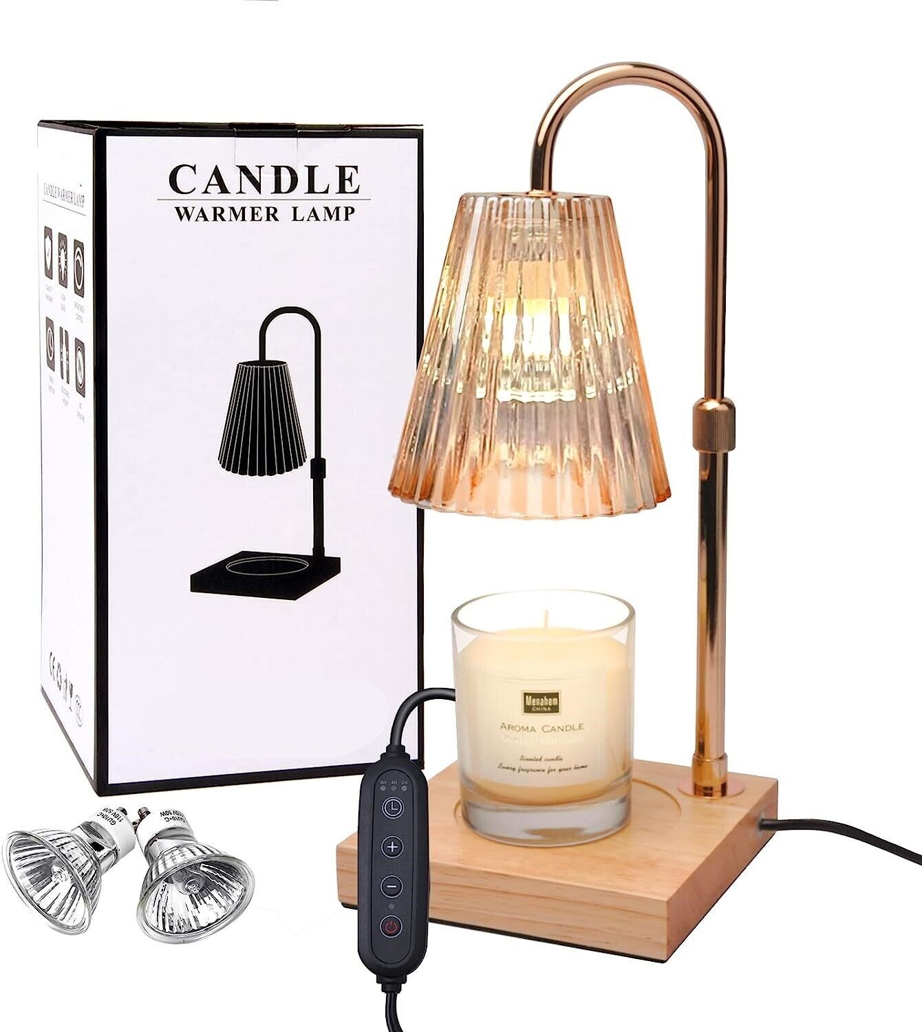 Candle Warmer Lamp with Timer(2H/4H/8H),Adjustable Height&Brightness Candle Lamp