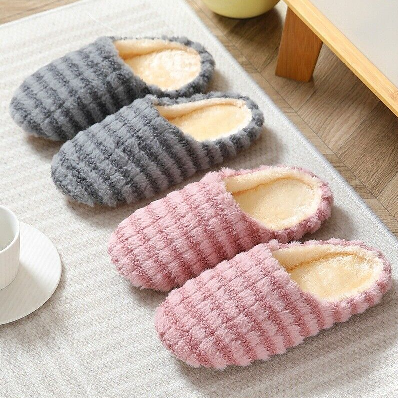 Ladies Slippers Mens Womens Warm Fur Lined Winter Warm Mules Shoes House Size