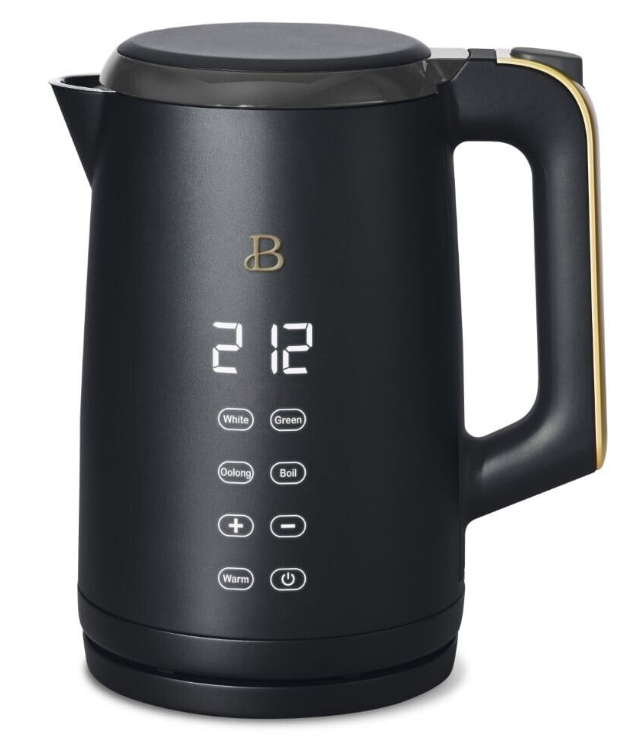 Beautiful 1.7 Liter One-Touch Electric Kettle, Black Sesame by Drew Barrymore
