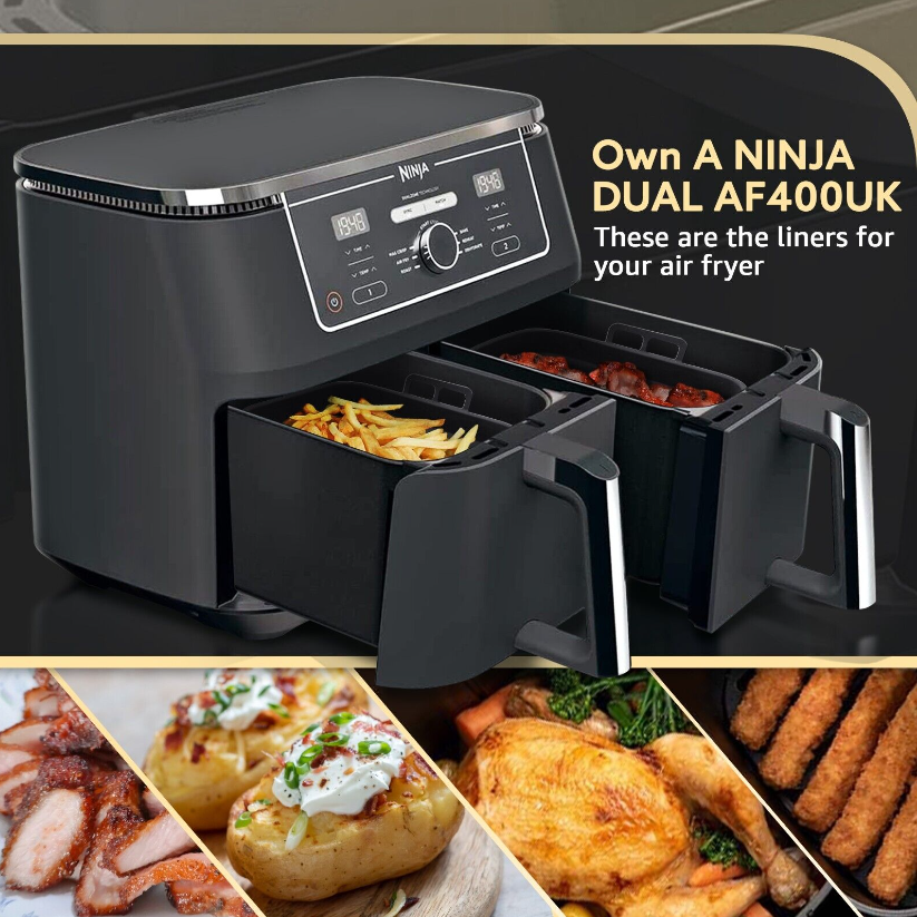 Ninja AF400UK Liners Dual Air Fryer Silicone Accessories 2PCS Non-Stick Reusable